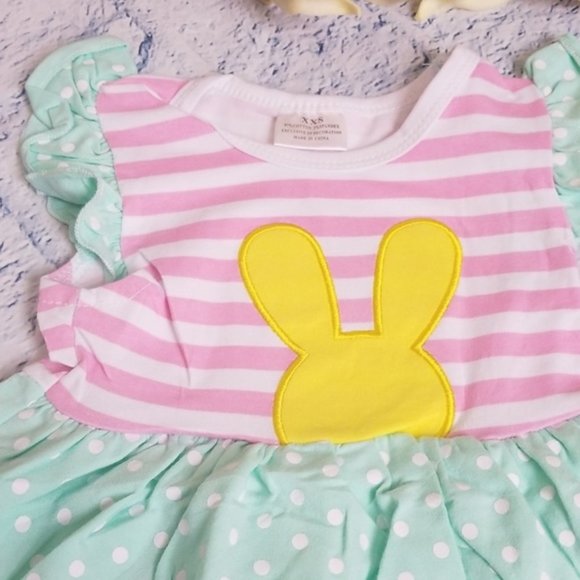 Boutique Polka Dot and Stripe Bunny Dress - Picture 2 of 5